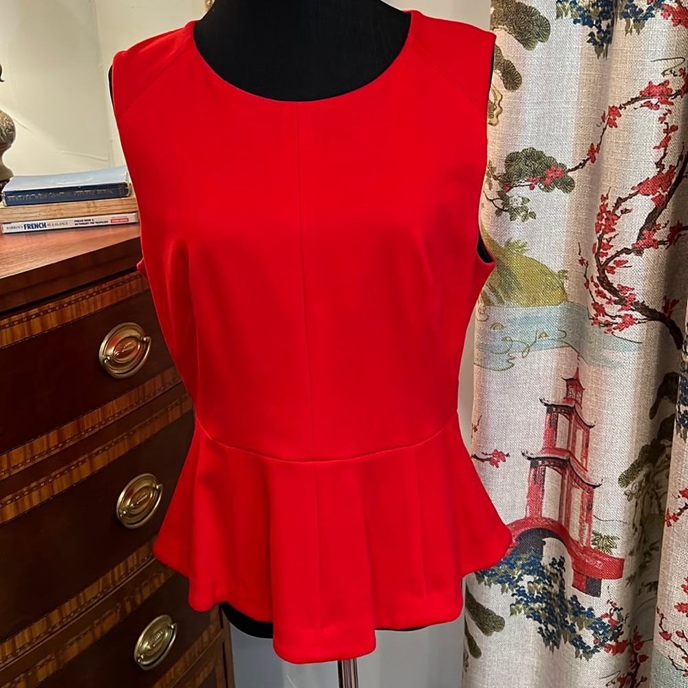 Vince Camuto Sleeveless Red Peplum Top Size L